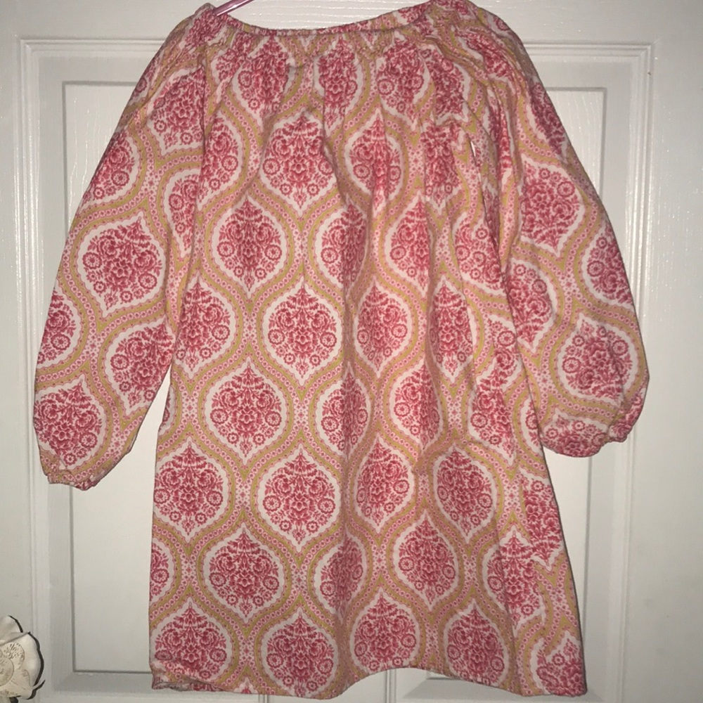 Long Sleeve Pink Cotton Dress EUC